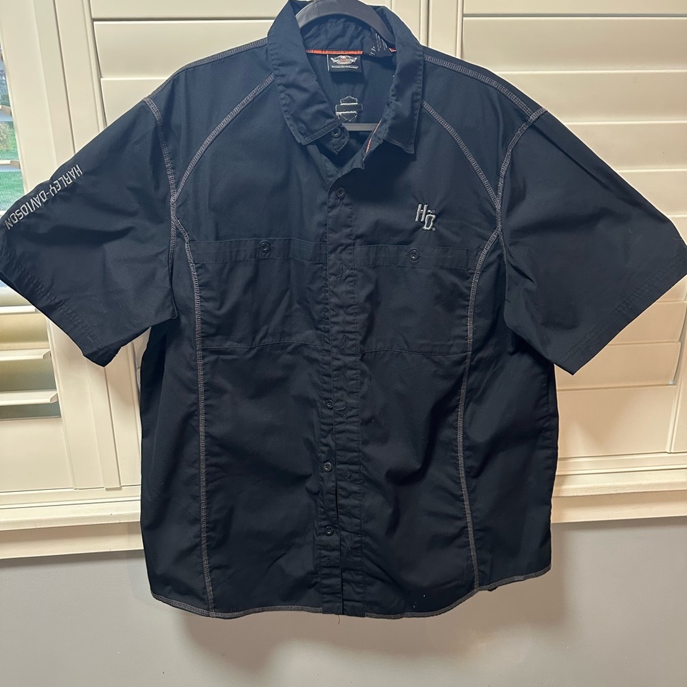 Harley Davidson Black Short Sleeve Button up Shirt